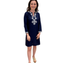 The Brie Embroidered Long Tunic  in Navy and White