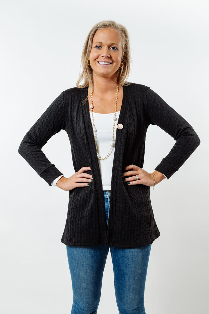 The Lolly Cable Knit Sweater in Black — view 5