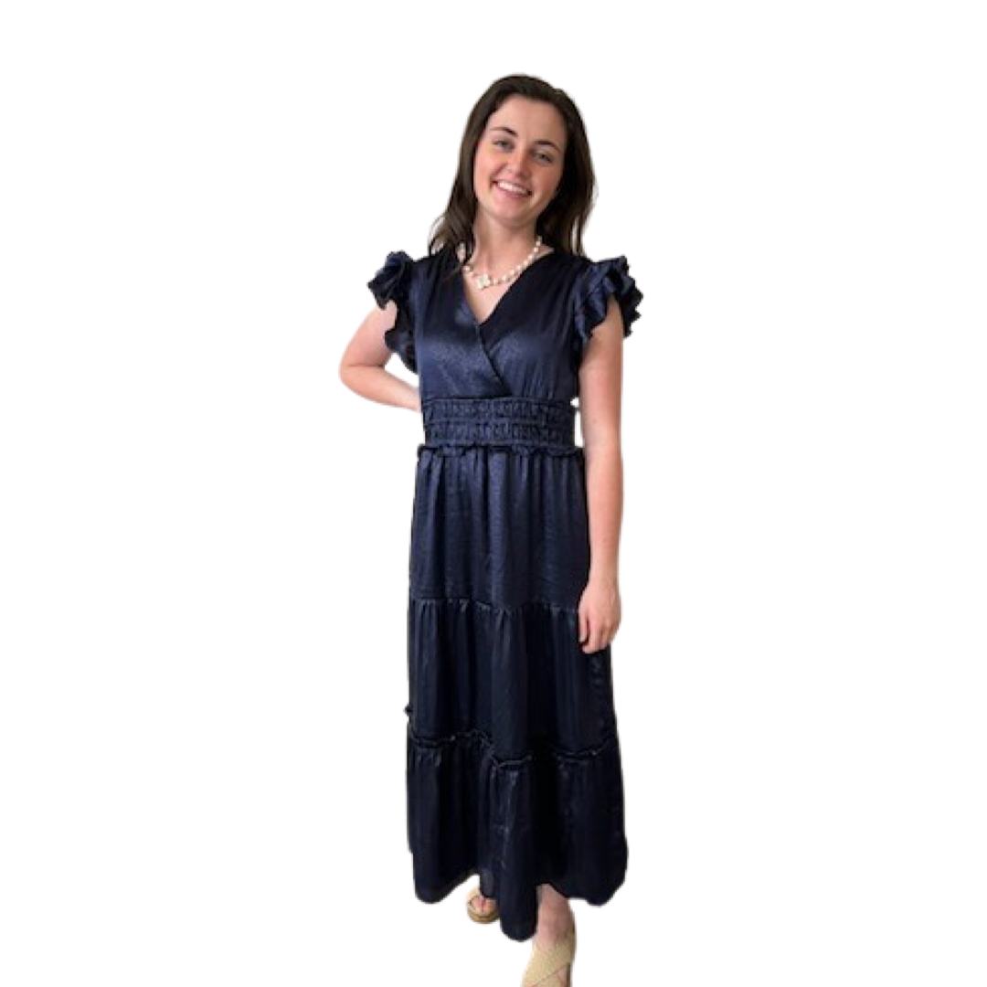 The Ryan Dress in Navy Tonal Floral — view 3
