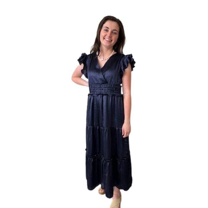The Ryan Dress in Navy Tonal Floral — view 3