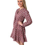 The Sydney Short Length Cinch Waist Dress in Cranberry Lurex Floral