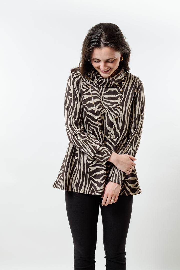 The Haley Abstract Sweater in Brown