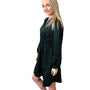The Sydney Short Length Dress is Dark Green Sateen