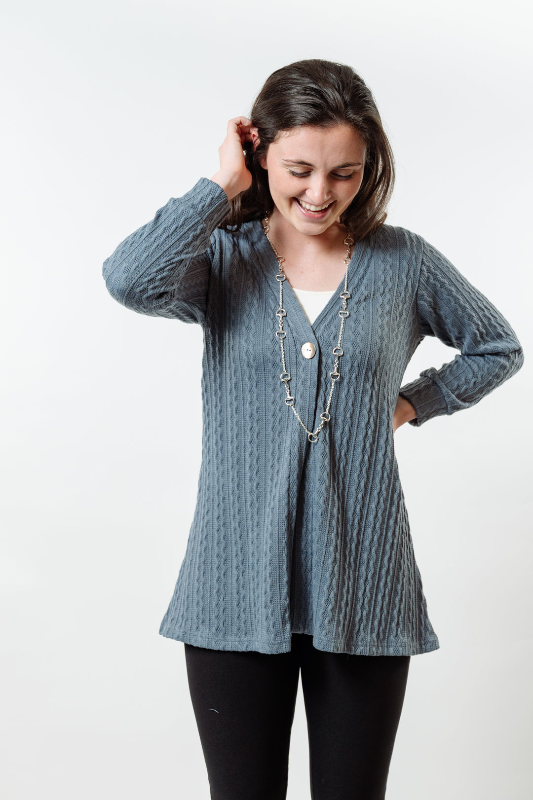 The Lolly Cable Knit Sweater in Grey