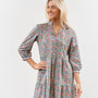 The Genevieve Cotton Block Print Dress in Pink and Green Floral