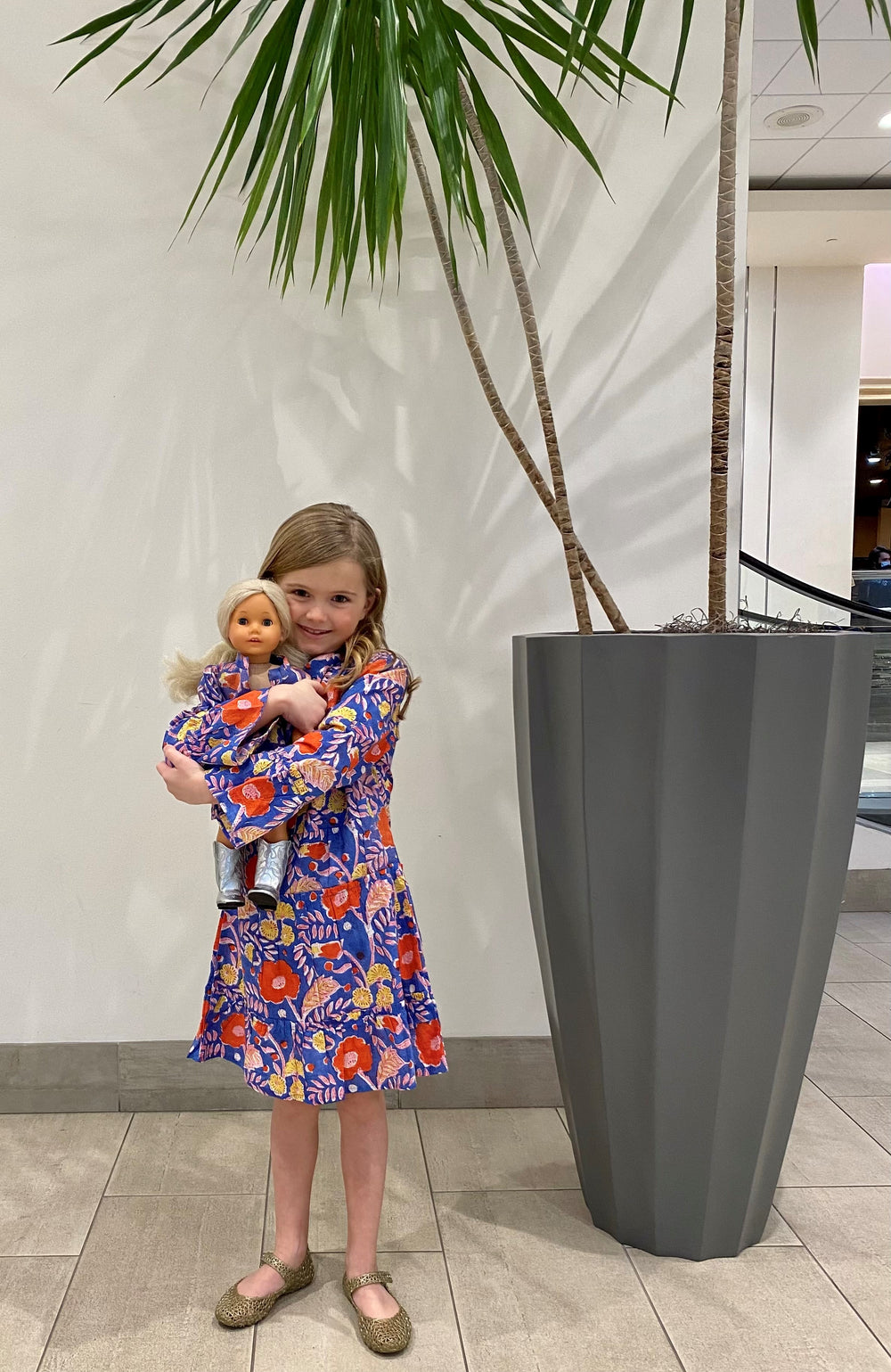 The Makayla Blue Iris Block Print Dress for Dolls — view 2