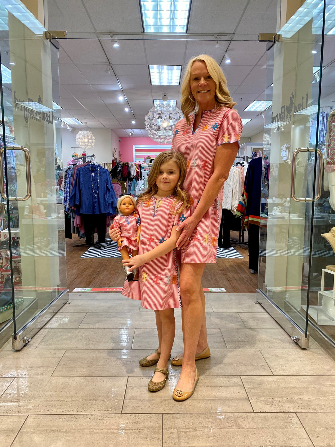The Tatiana Pink Striped Embroidered Dress for Girls — view 3
