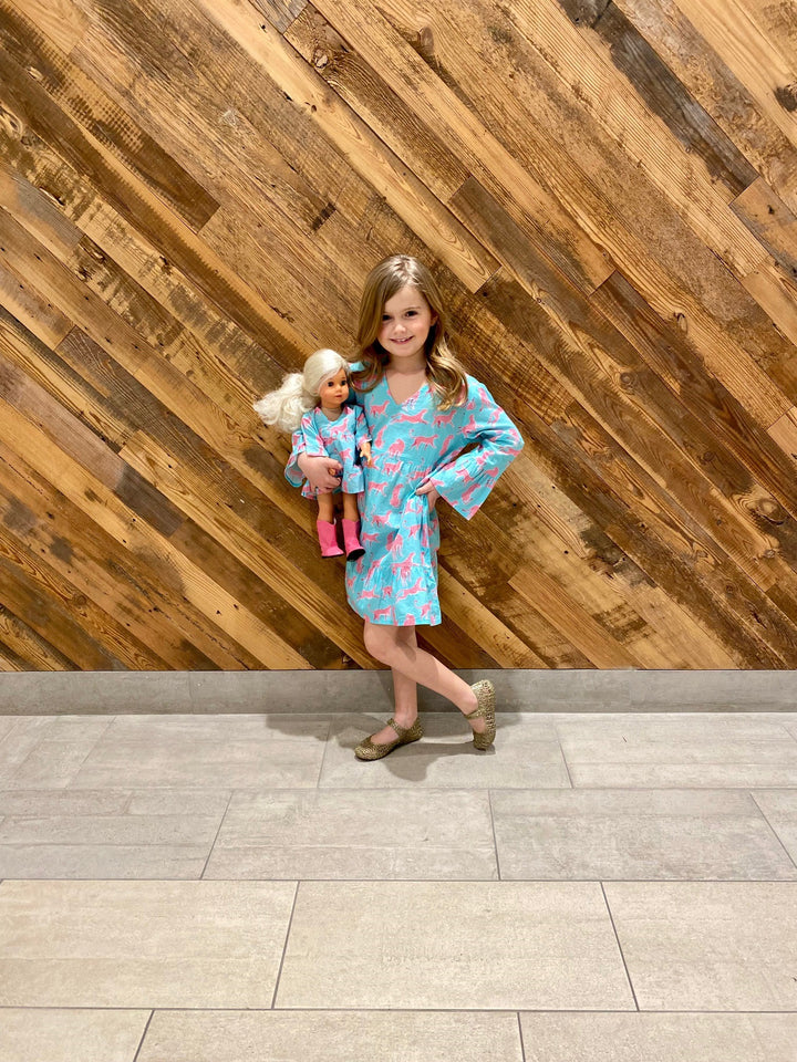 The Playa Turquoise and Pink Cheetah Print Dress for Girls