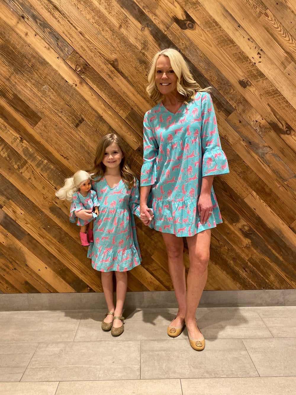 The Playa Turquoise and Pink Cheetah Print Dress for Girls — view 2