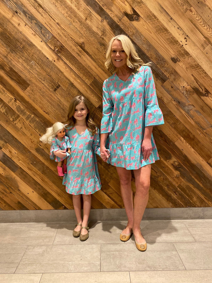 The Playa Turquoise and Pink Cheetah Print Dress for Girls — view 2