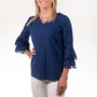 The Navy Blue Bayly Top in Cotton Eyelet