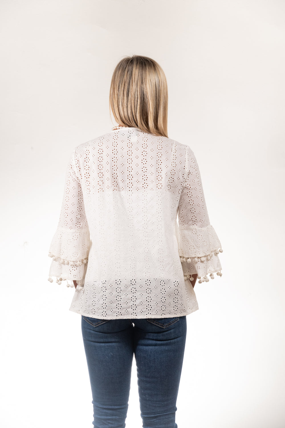 The Bayly Eyelet Top in Bright White — view 2