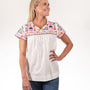 The Aubrey Multi Colored Short Sleeve Embroidered Cotton Top