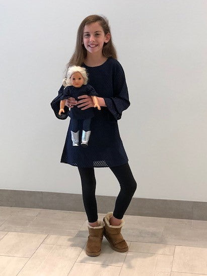 The Bayly Tiered Sleeve Dress in Navy — view 3