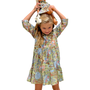 The Nicolette Cotton Floral Block Print Dress in Celery