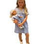 The Aubrey Embroidered Blue and White Cotton Dress For Girls