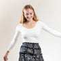 The Kara Elastic Waist Skirt in Navy and Gold