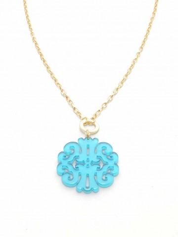 Toggle Fillagree Pendant Necklace in Turquoise Blue