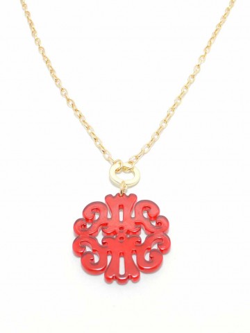 Toggle Fillagree Pendant Necklace in Red