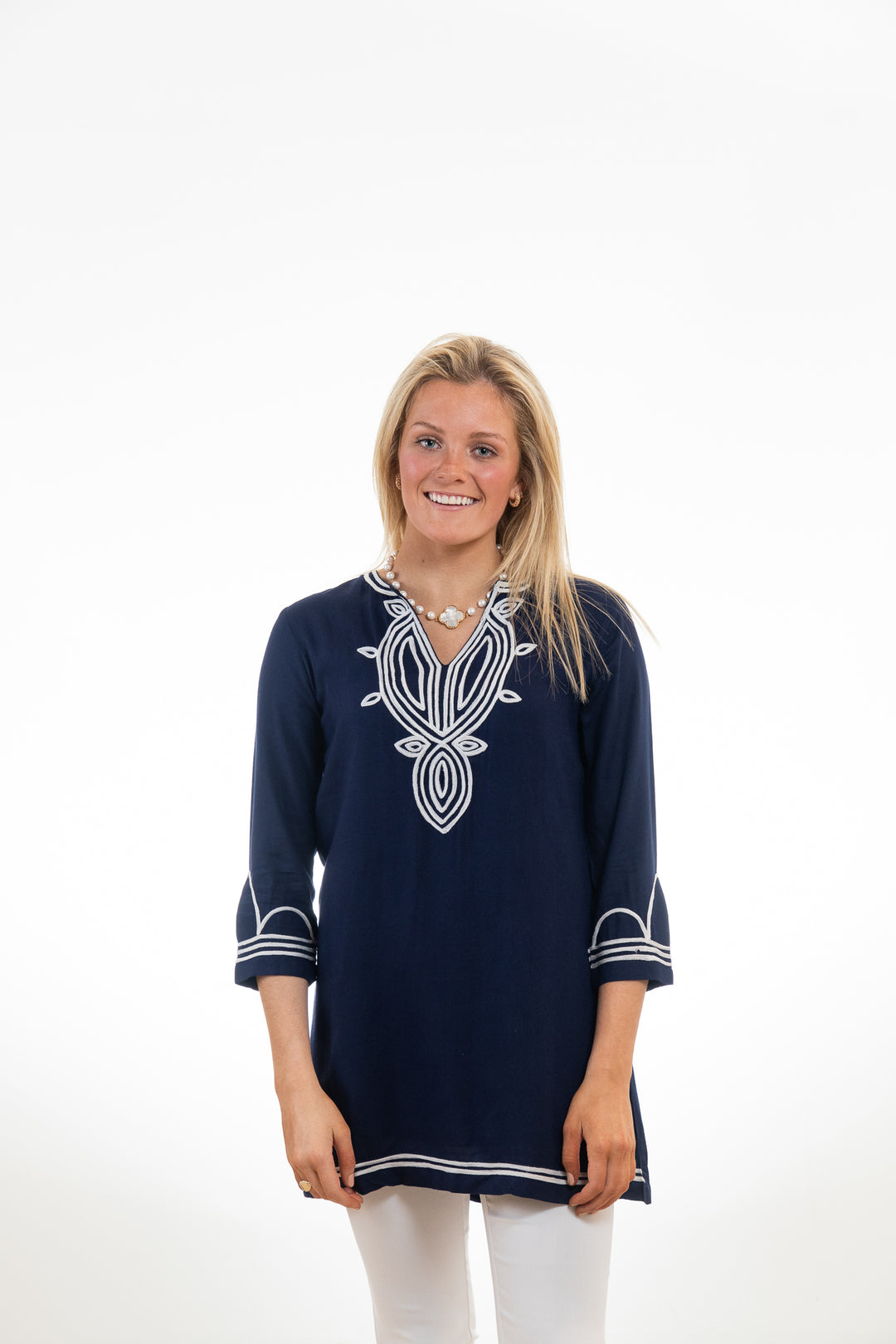 The Carter Tunic in Navy and White — view 4