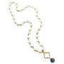 Pearl Long China Blue Cutout Spade Necklace