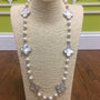 The Georgia Long Length Clover Pearl Necklace in Silver