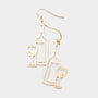 Wine Bottle and Glass Earring in Gold